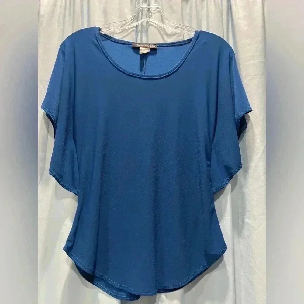American City Wear Blue Scoop Neck Tunic Top Short Sleeve​​